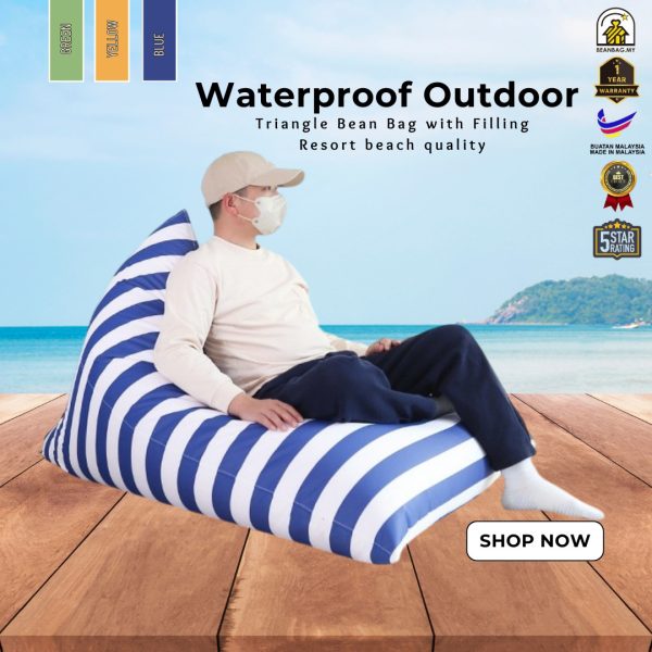 Waterproof Outdoor Bean Bag Sofa Triangle Design Kalis Air Beach Pantai Resorts Use